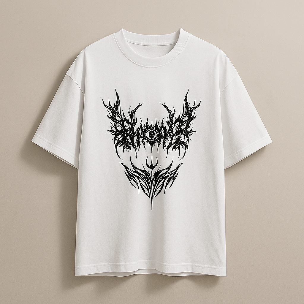 White tee / gothic designed/100%