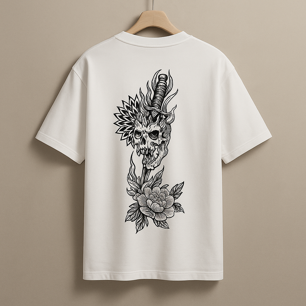 White tee / gothic designed/100%